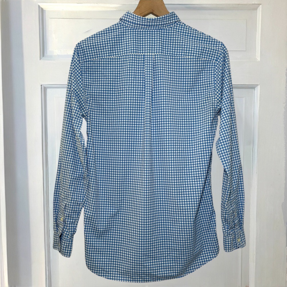 Vineyard Vines Performance Button Down Shirt Boys XL 18 Blue Gingham Check Whale - Picture 5 of 8